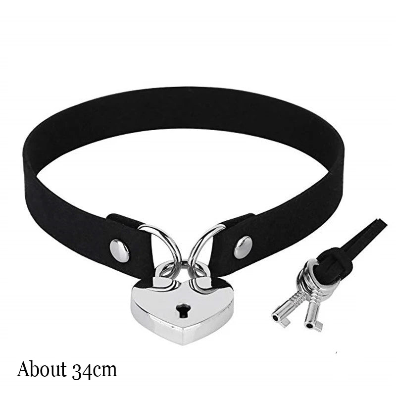 Black PU Leather Punk Choker Collar Necklace — Rivet Detail, Gothic Style