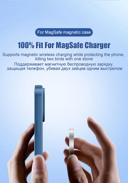 Liquid silicone magnetic case for iPhone 15 to 8 Plus by Prime Deal Zone, featuring MagSafe compatibility and wireless charging capability.