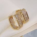 pave CZ hoop earrings, silver and gold tone - view 7