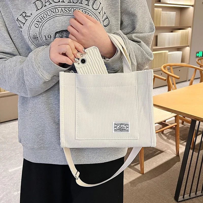 Corduroy crossbody tote bag by Prime Deal Zone, women's square casual shoulder bag with travel organizer features.