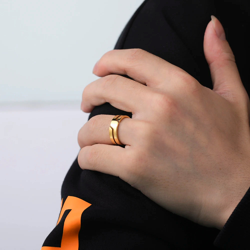 stainless steel minimalist band ring - view 17