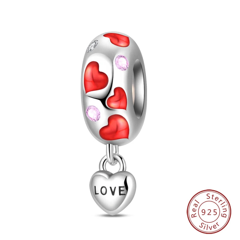 925 Sterling Silver Red Wine & Chili Charm Beads
