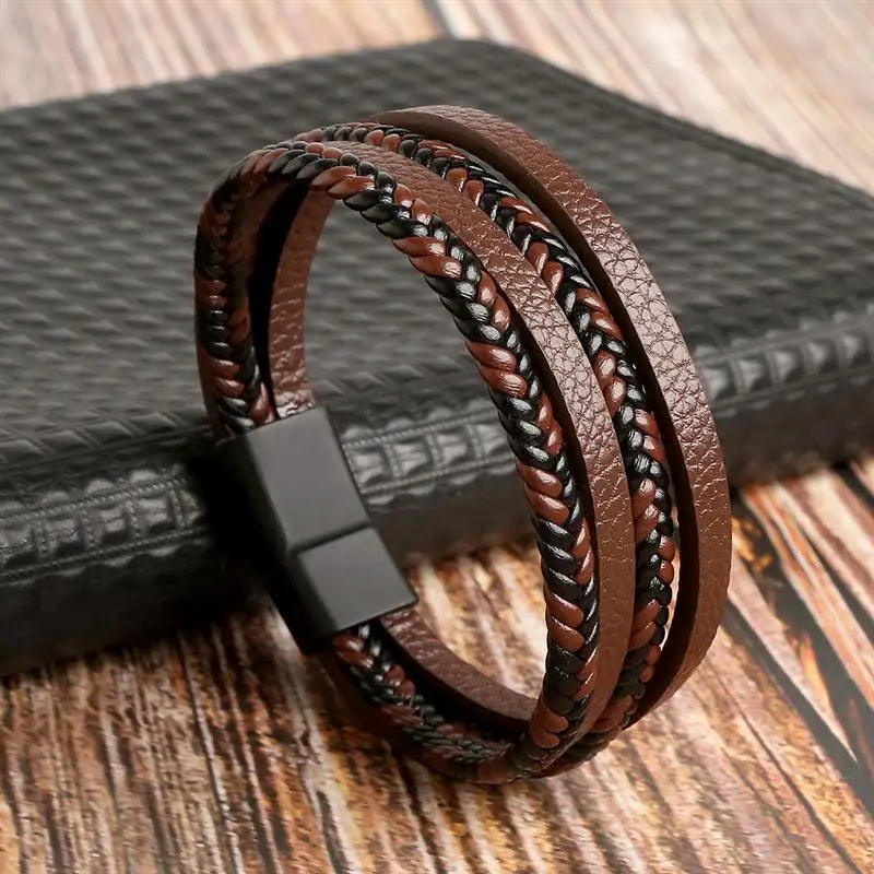 men's multi-layer woven leather bracelet - view 19
