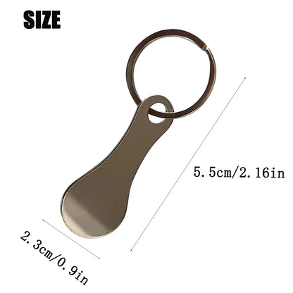 Stainless steel shopping cart token key ring by Prime Deal Zone, durable metallic keychain for shopping cart keys and daily use.