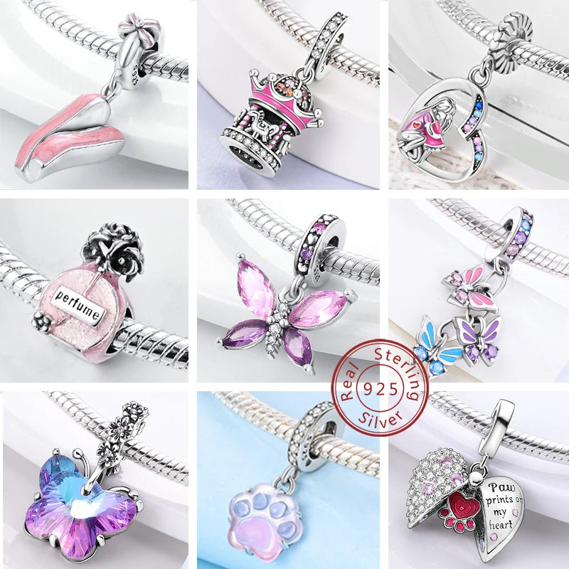 925 sterling silver charm beads, mixed dangle designs - view 3
