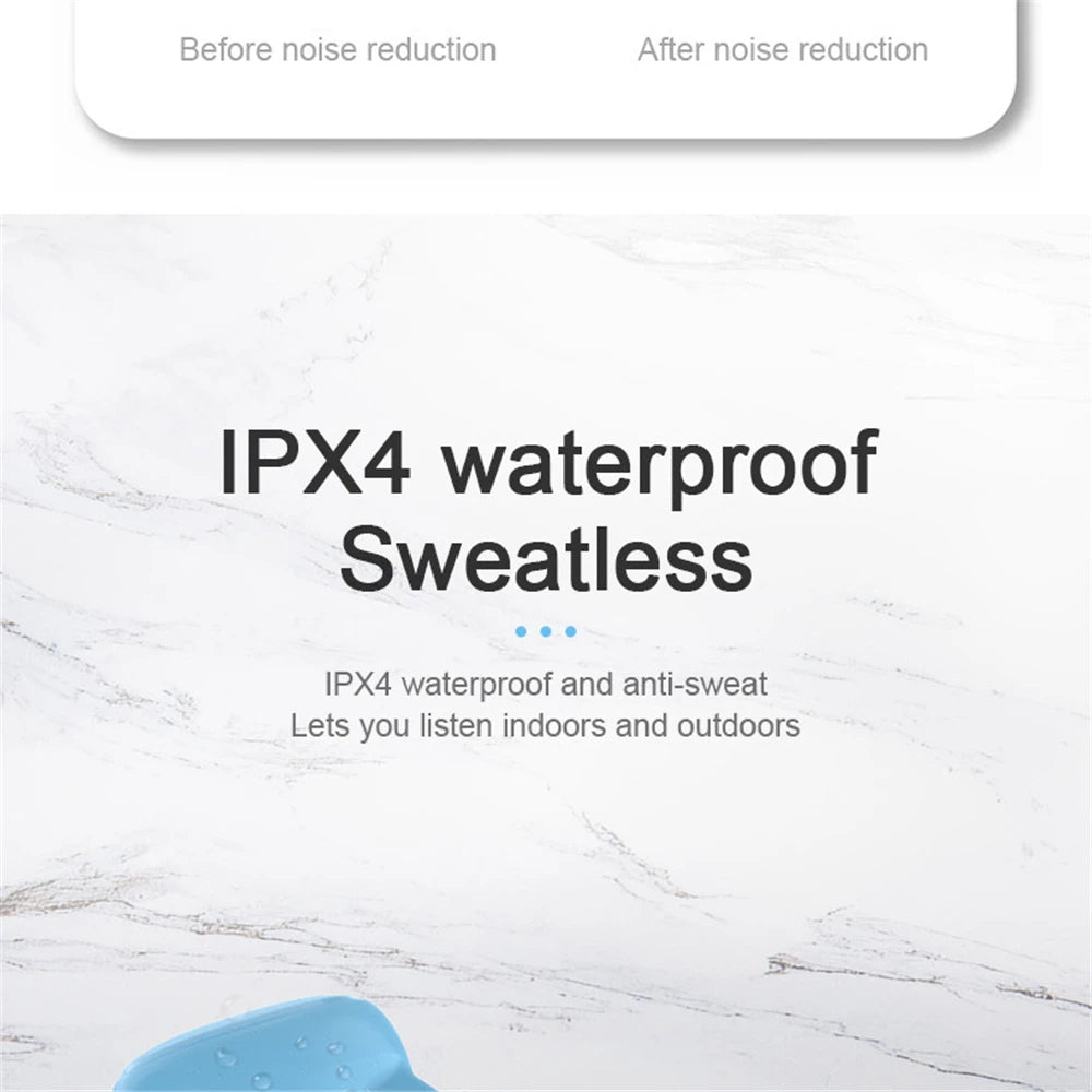 Wireless Bluetooth A6S sport earphones with LED display, stereo sound, touch control, compatible with Xiaomi and Huawei.