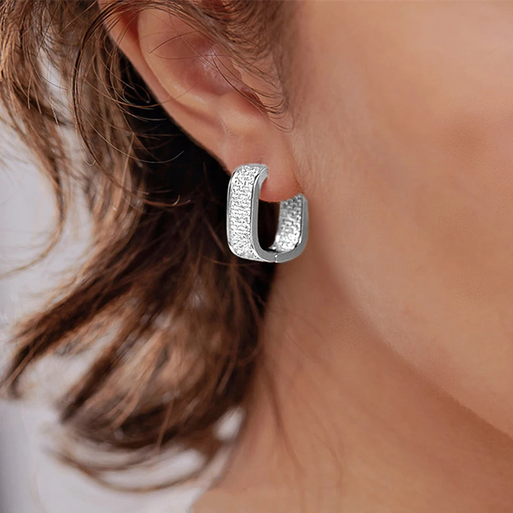 pave CZ hoop earrings, silver and gold tone - view 12