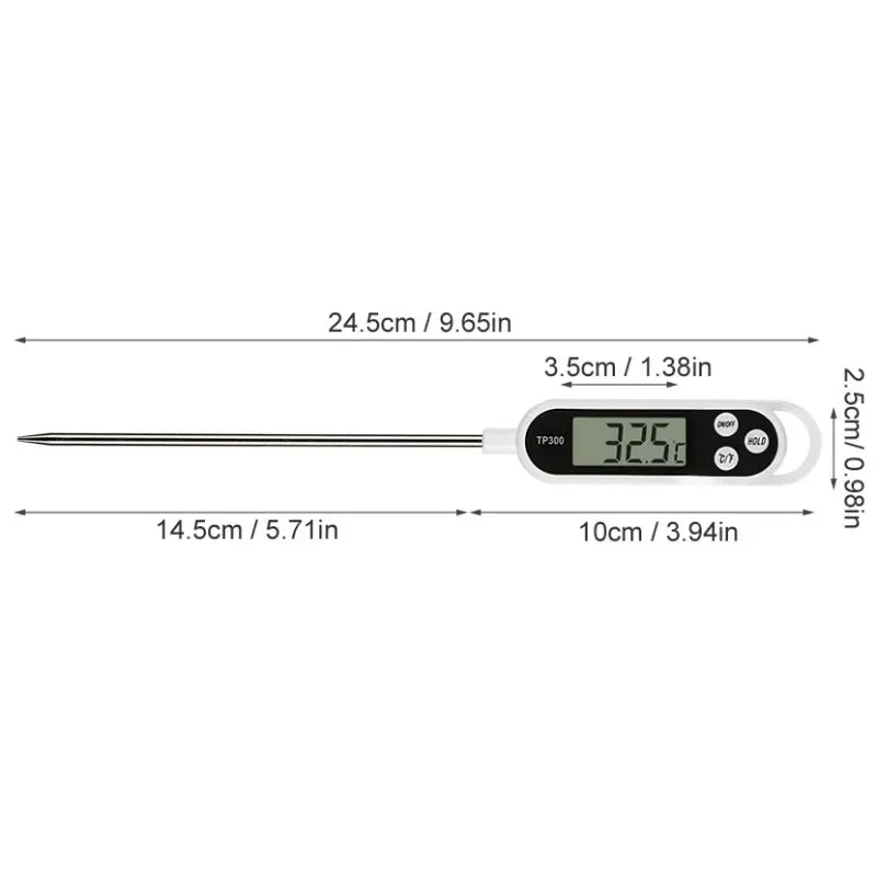 Prime Deal Zone TP300 digital food thermometer with probe, used for cooking, grilling, and oven temperature measurement.