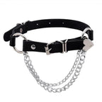 black PU leather punk choker collar necklace, rivet detail - view 6