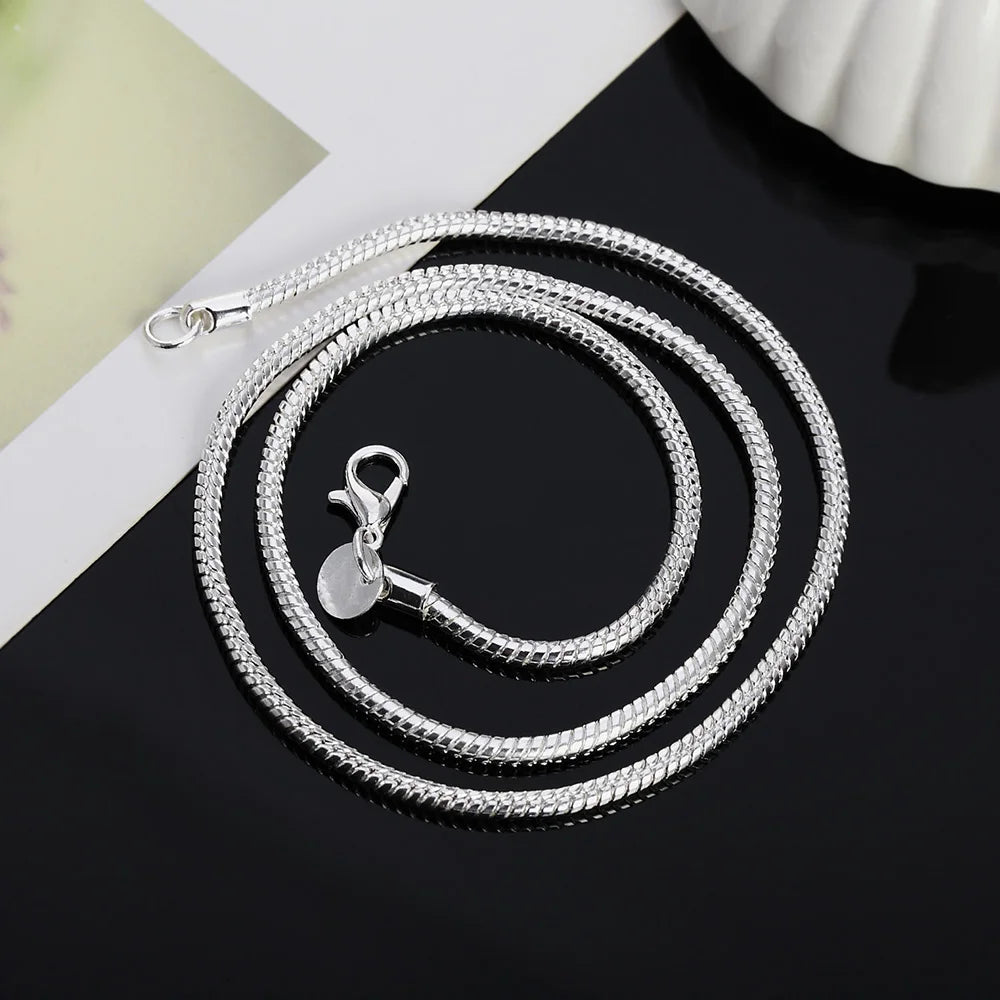 925 Sterling Silver Solid Snake Chain Necklace