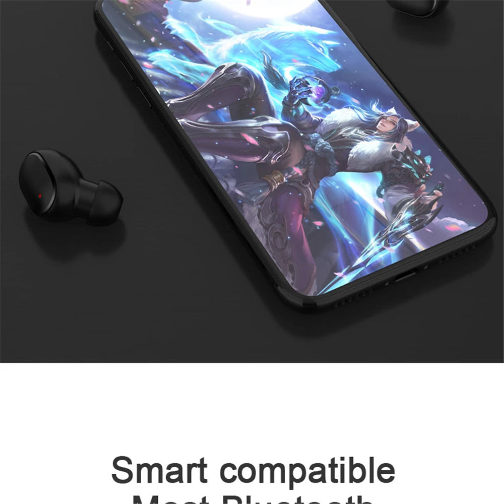 Wireless Bluetooth A6S earphones with touch control and LED display, stereo sound for Xiaomi and Huawei sports headset