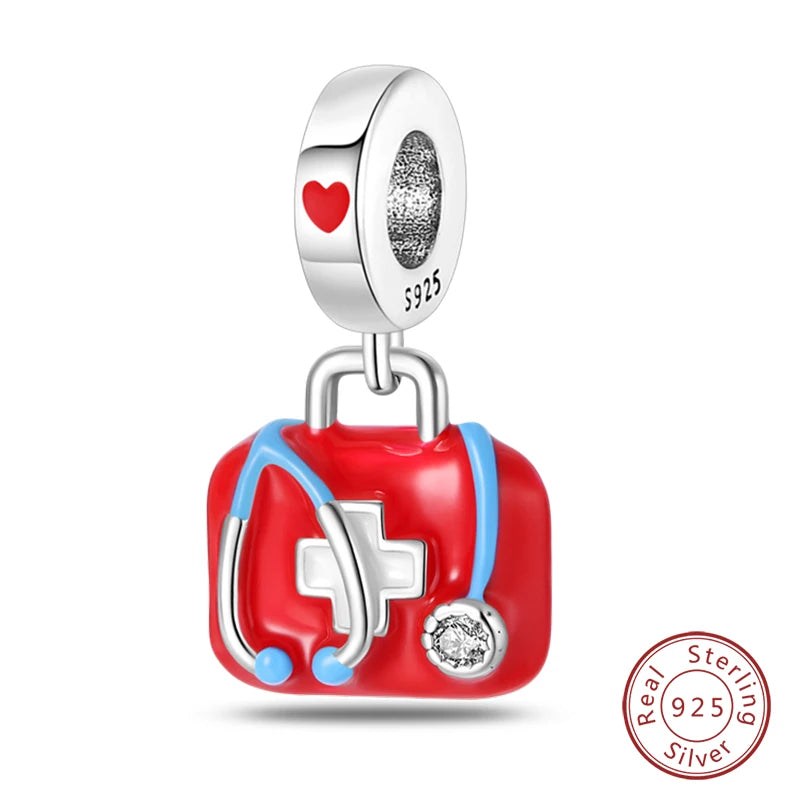 925 Sterling Silver Red Wine & Chili Charm Beads