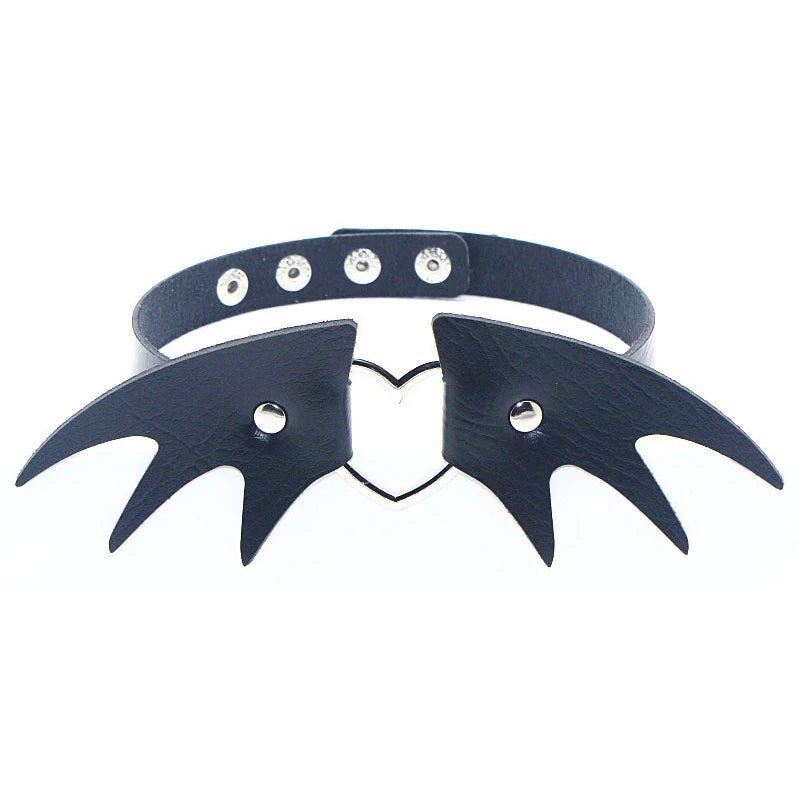 black PU leather punk choker collar necklace, rivet detail - view 3