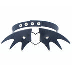 black PU leather punk choker collar necklace, rivet detail - view 3