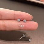 Sterling silver CZ stud earrings, round cubic zirconia - view 6