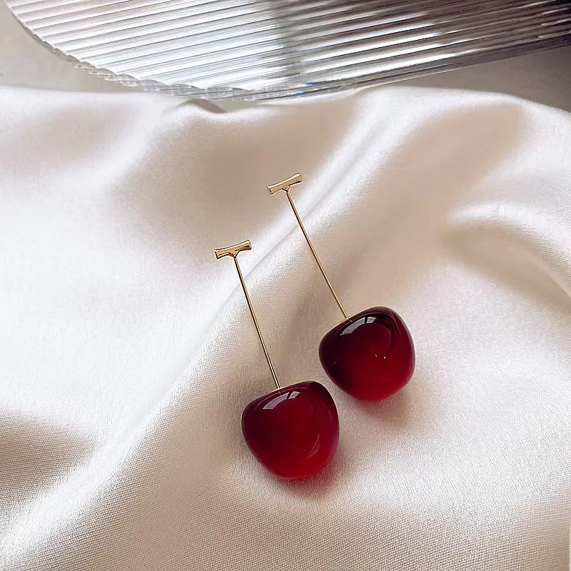 sweet cherry drop dangle earrings, fruit design - view 3
