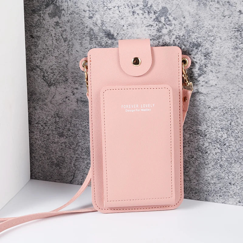 Prime Deal Zone 2024 solid color women's shoulder bag with mobile phone pocket, ideal for carrying IDs and cards.