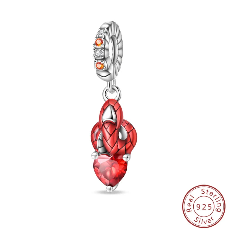 925 Sterling Silver Red Wine & Chili Charm Beads
