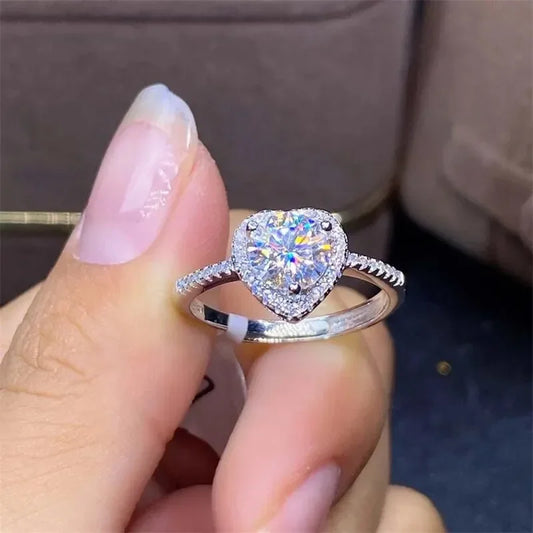 Elegant love zircon engagement ring for women featuring a simple, stylish design, perfect for weddings or festivals.