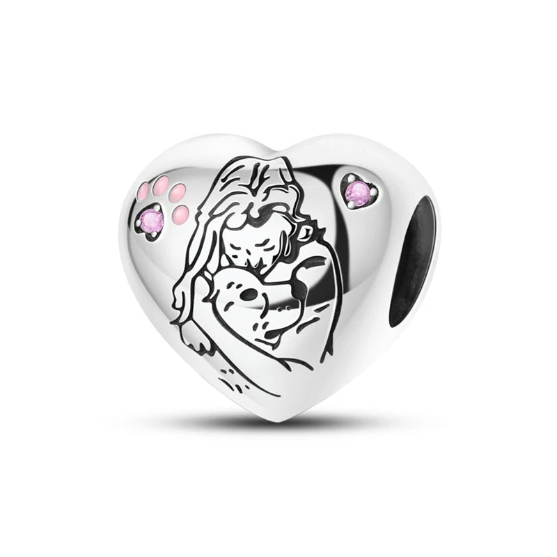 925 Sterling Silver Pet & Animal Charm Beads — Dogs, Paws & Hearts