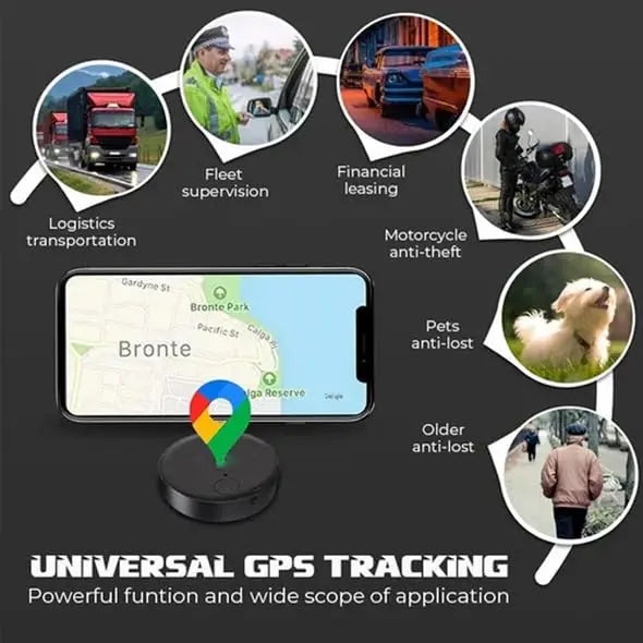 Mini GPS tracker for vehicles by Prime Deal Zone, compact anti-lost vehicle location device with Bluetooth tracking system.