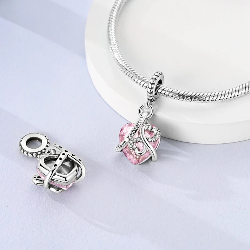 925 sterling silver charm beads, hearts and sweet love designs - view 19