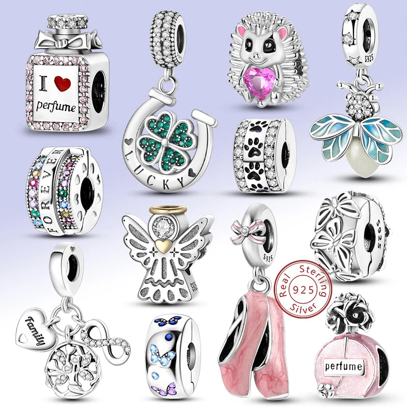 925 sterling silver charm beads, mixed dangle designs - view 1