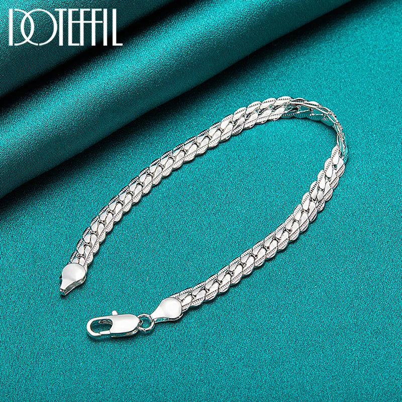 925 sterling silver flat chain bracelet, lobster clasp - view 4