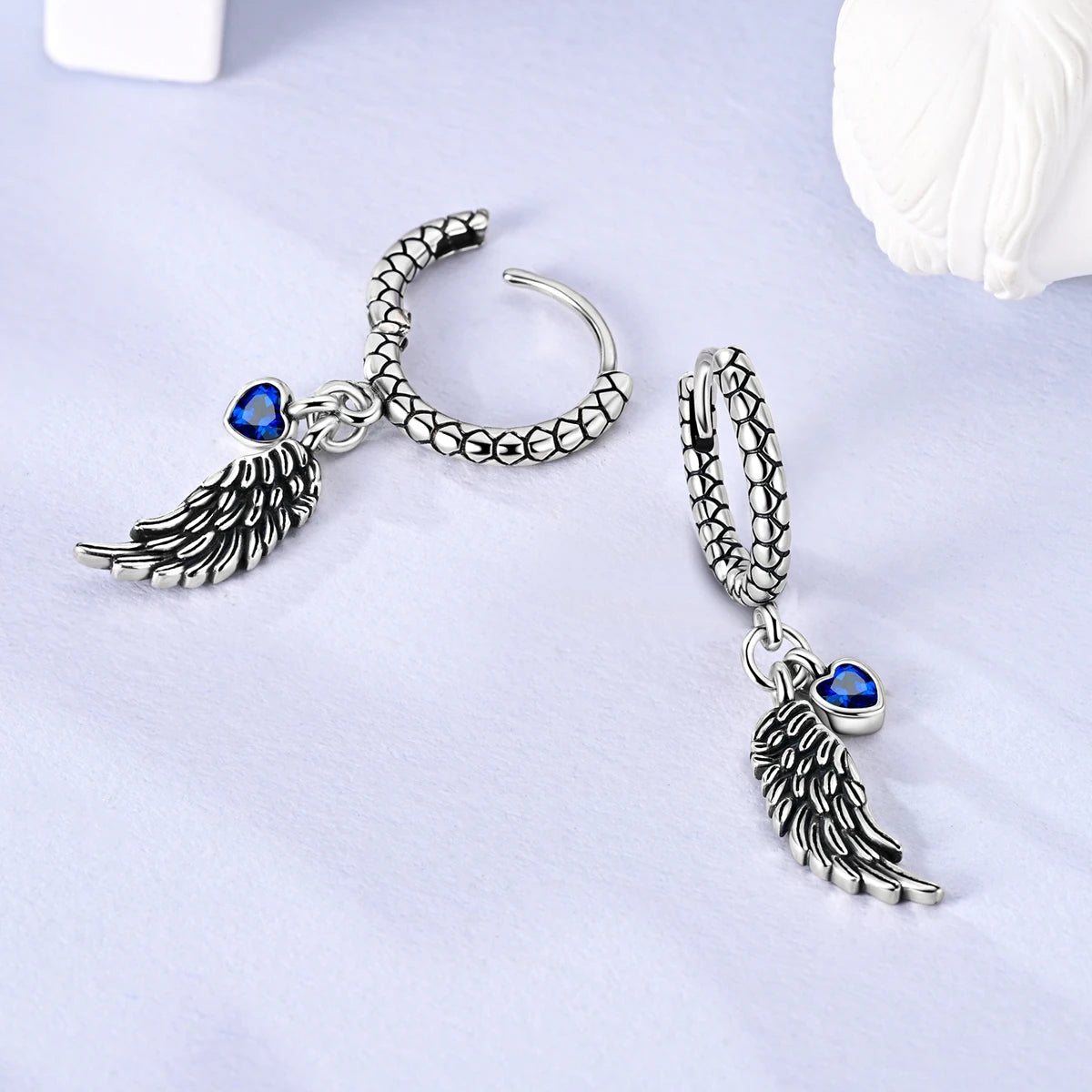 925 Sterling Silver Butterfly & Hoop Earrings — Coloured Zircon Accents