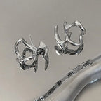 Y2K irregular liquid metal clip earrings - view 1