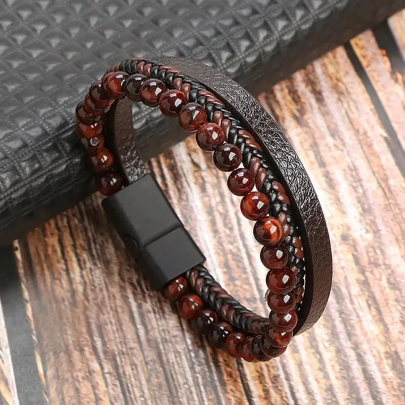 men's multi-layer woven leather bracelet - view 17