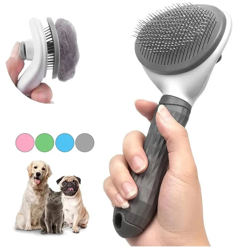 Prime Deal Zone self-cleaning pet dog and cat grooming brush with dematting comb for pet hair removal and grooming.