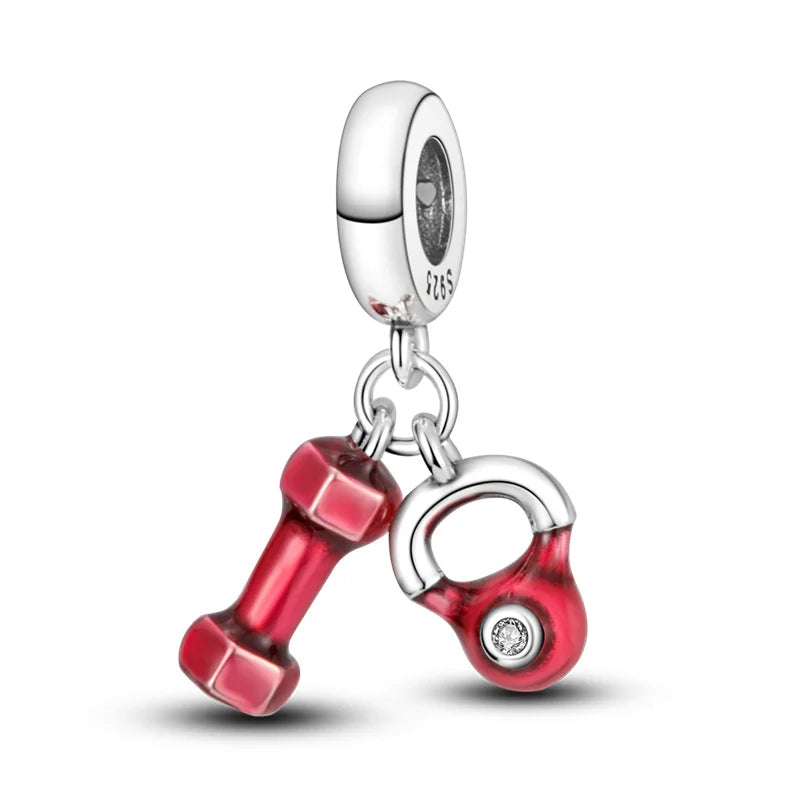 925 Sterling Silver Red Wine & Chili Charm Beads