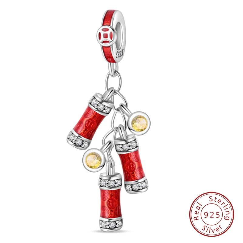 925 Sterling Silver Red Wine & Chili Charm Beads