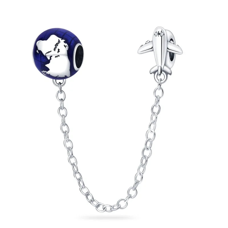 S925 silver-plated star and moon safety chain charm - view 9