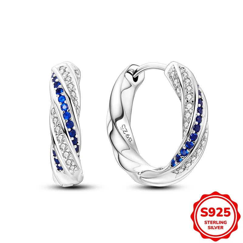 925 Sterling Silver Butterfly & Hoop Earrings — Coloured Zircon Accents