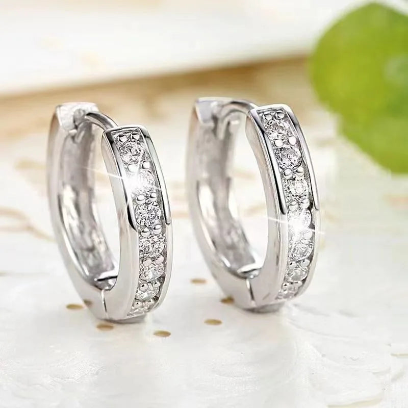 Sterling silver zircon circle stud earrings - view 16