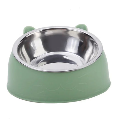 Prime Deal Zone stainless steel cat and dog feeding bowl with inclined design for easy feeding and drinking for pets.