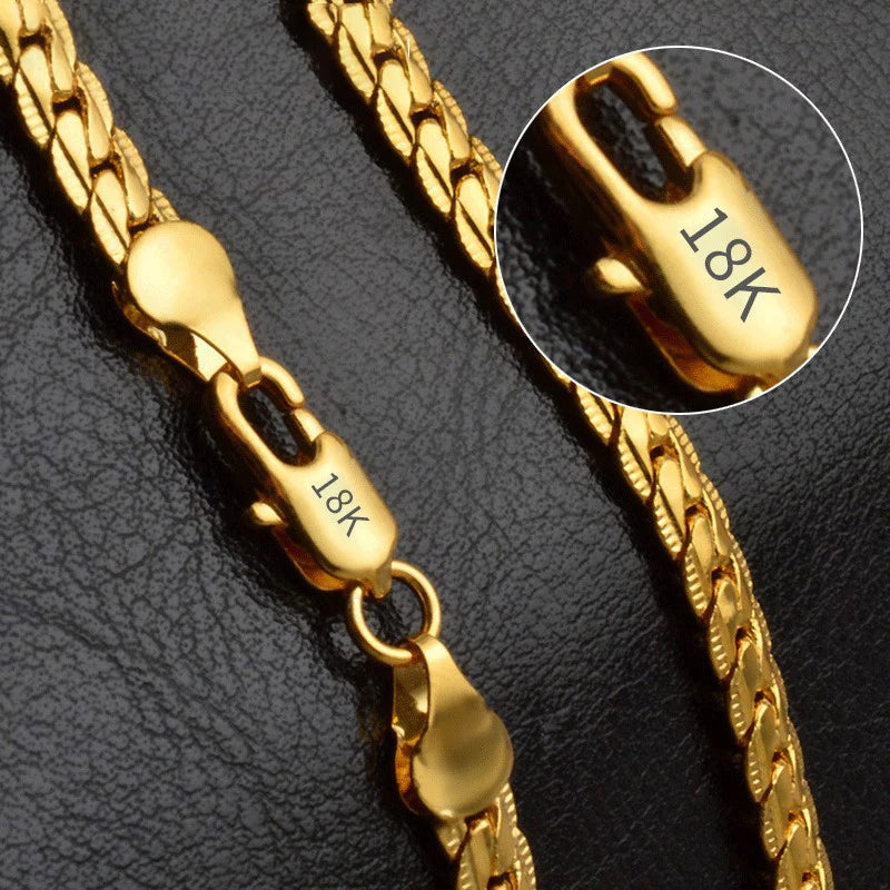 925 sterling silver 6mm sideways chain necklace in gold or silver