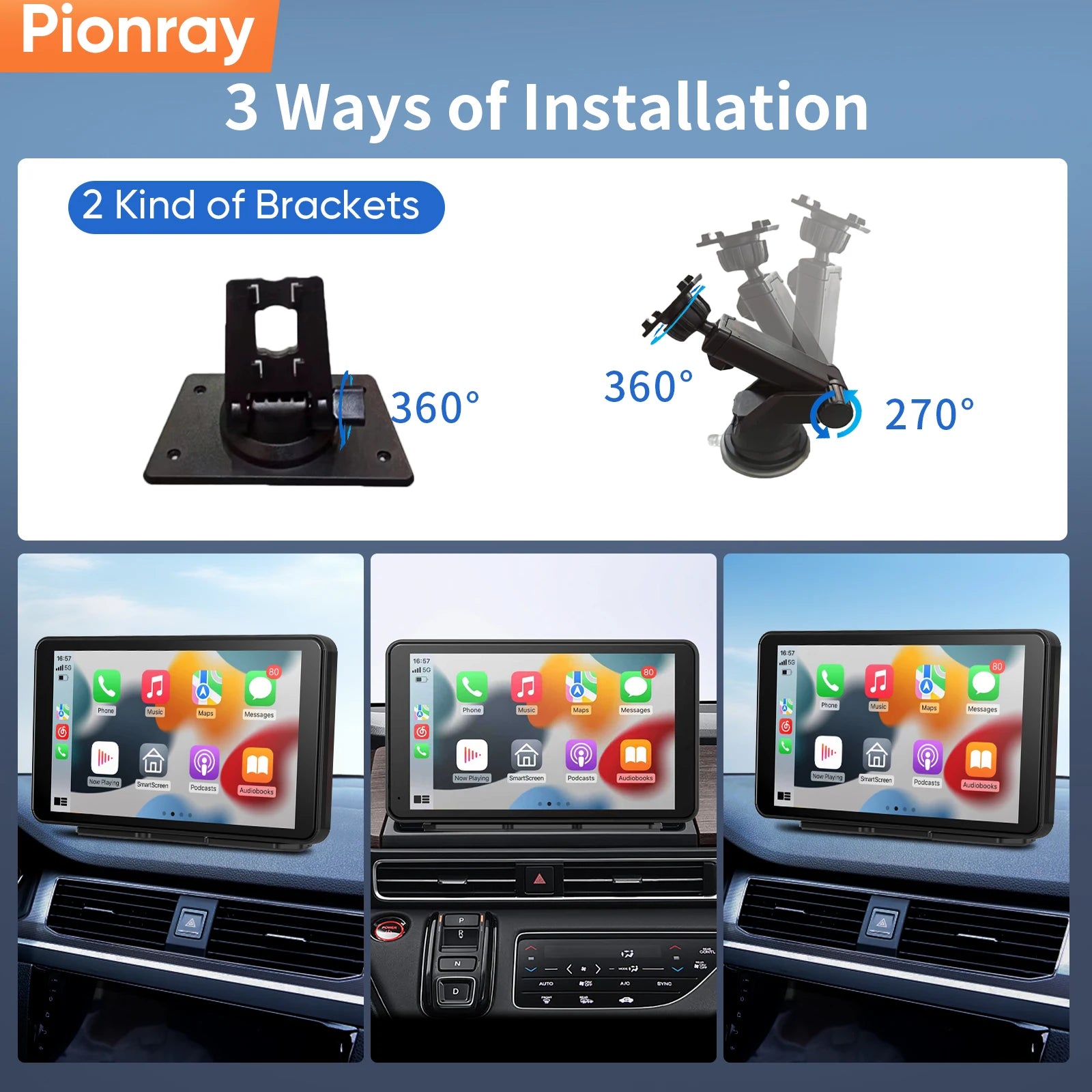 Prime Deal Zone Pionray 7/10-inch Android Auto Wireless CarPlay for car screen and radio, portable device for Apple and Android vehicles.