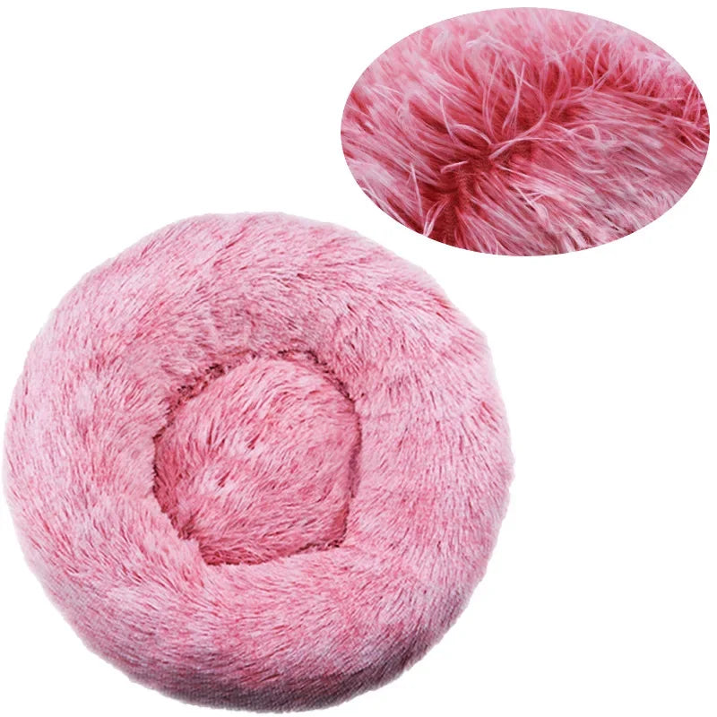 Prime Deal Zone round plush pet bed in 6 sizes, cozy large dog and cat bed for winter warmth and comfortable sleeping.