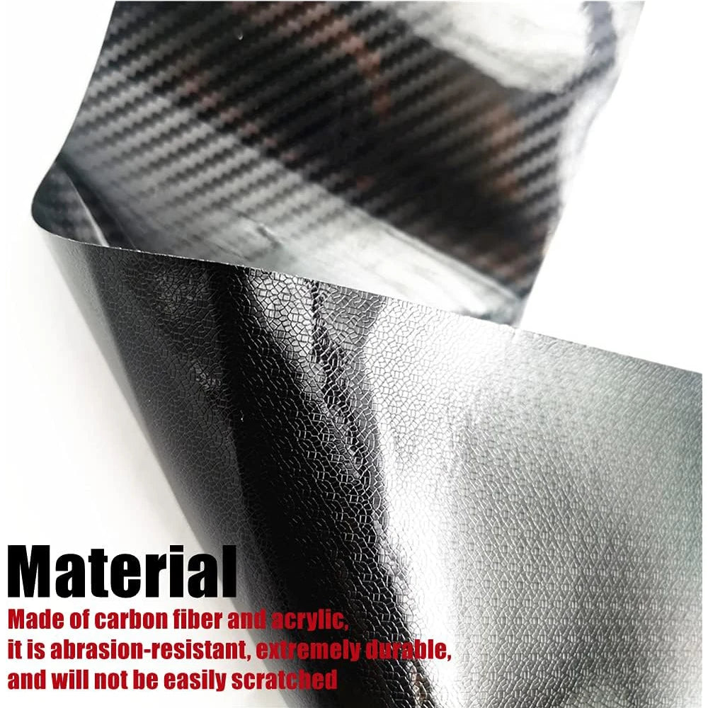 Prime Deal Zone 3D car carbon fiber sticker for auto door sills and side mirrors, waterproof, anti-scratch protective tape in black.