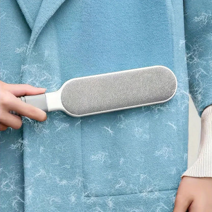 Prime Deal Zone double-sided pet hair remover lint brush with electrostatic sticky surface for cat fur, clothing, sofa, and carpet cleaning.