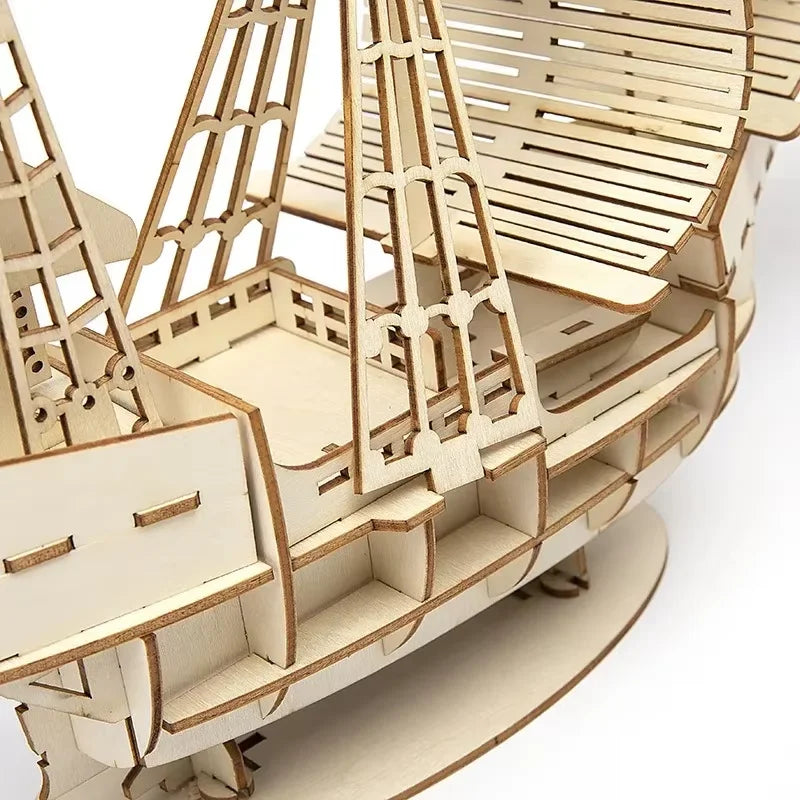 3D wooden sailboat puzzle by Prime Deal Zone, assembled model for DIY crafts, perfect as a desktop decoration or gift.