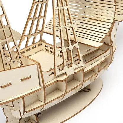 3D wooden sailboat puzzle by Prime Deal Zone, assembled model for DIY crafts, perfect as a desktop decoration or gift.