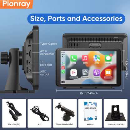Prime Deal Zone Pionray 7/10-inch Android Auto and Wireless CarPlay device for car screens and radios.