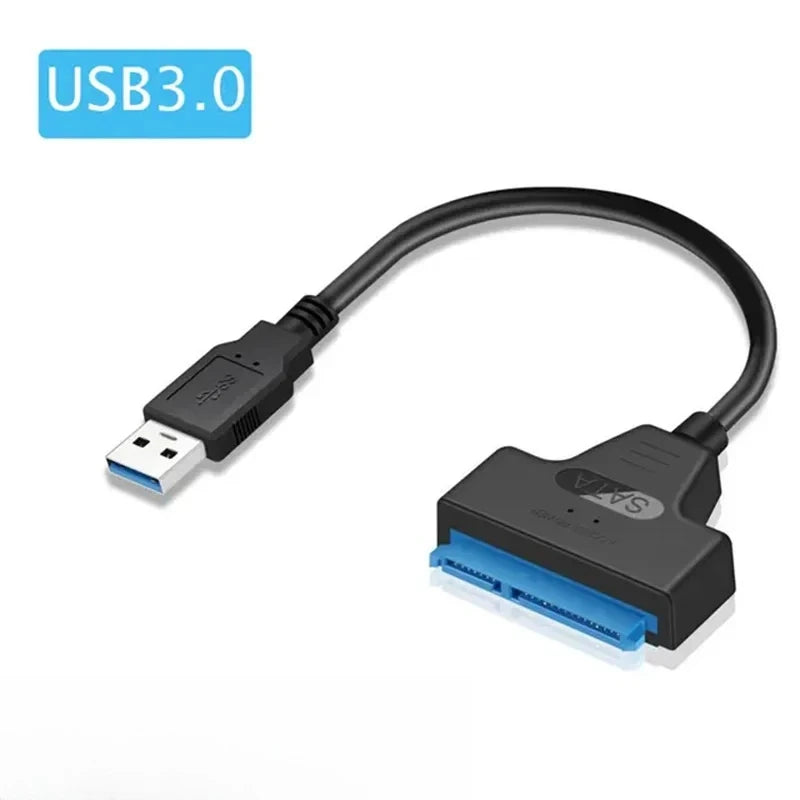 Prime Deal Zone SATA to USB 3.0 cable connecting a 2.5-inch external HDD or SSD to a computer for fast data transfer.