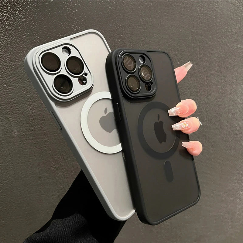 Luxury matte armor magnetic wireless charging case for iPhone 11-17, shockproof, Prime Deal Zone, compatible with MagSafe.