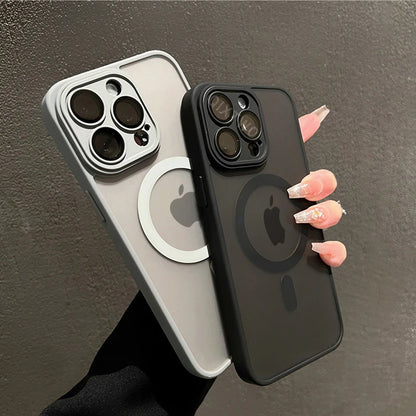 Luxury matte armor magnetic wireless charging case for iPhone 11-17, shockproof, Prime Deal Zone, compatible with MagSafe.