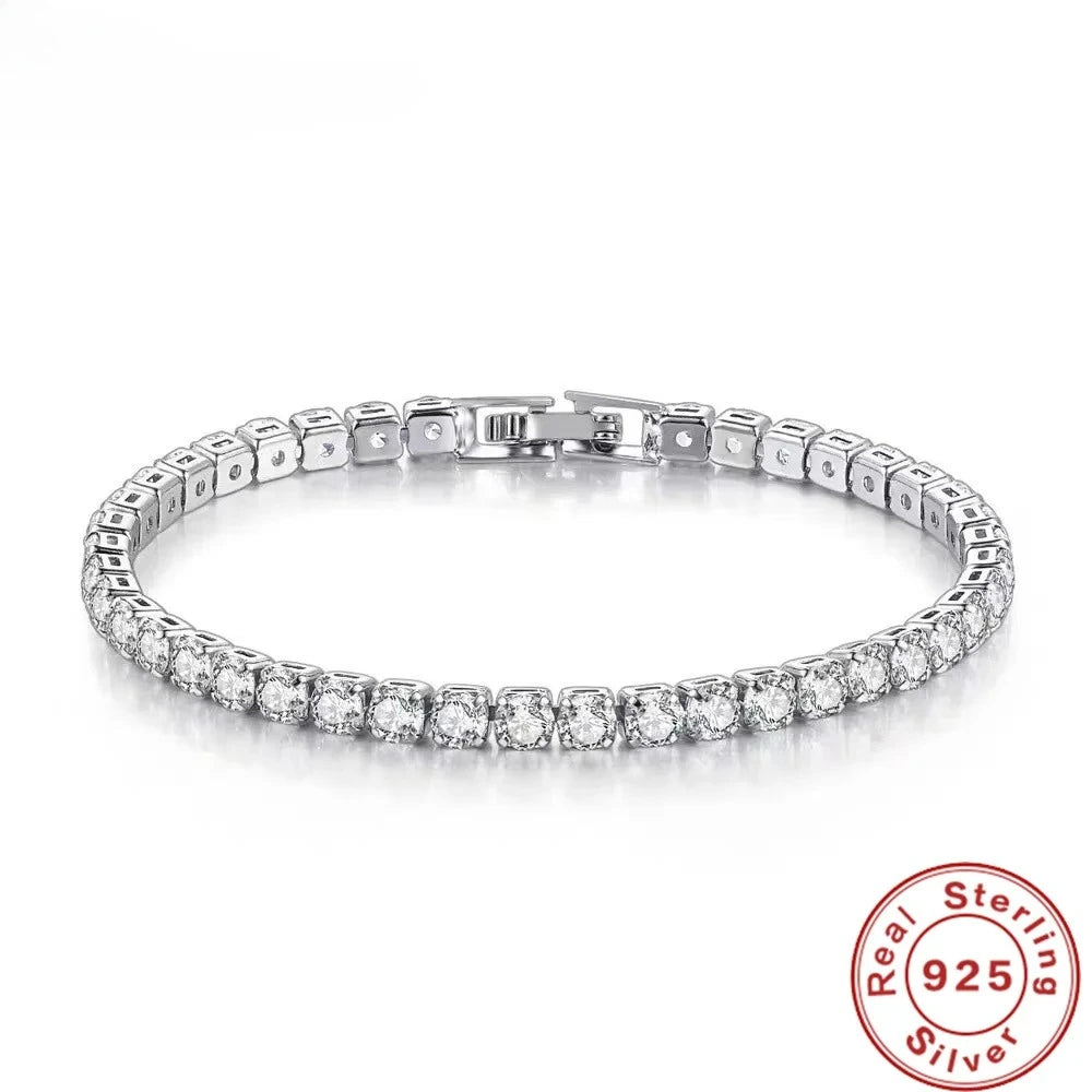925 sterling silver CZ tennis bracelet, 4mm links - view 1